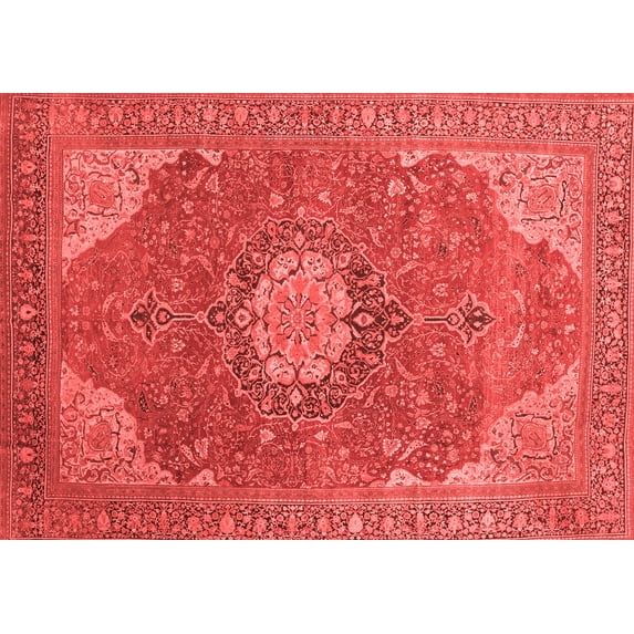 Ahgly Company Indoor Rectangle Medallion Red Traditional Area Rugs, 8' x 10'