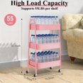 thumbnail image 3 of Carrito Organizador de 3 Niveles, Carrito de Almacenamiento Metálico con Ruedas de 360° y Freno, Estante Multiusos sin Tornillos para Cocina, Baño, Oficina (Rosa), 3 of 4