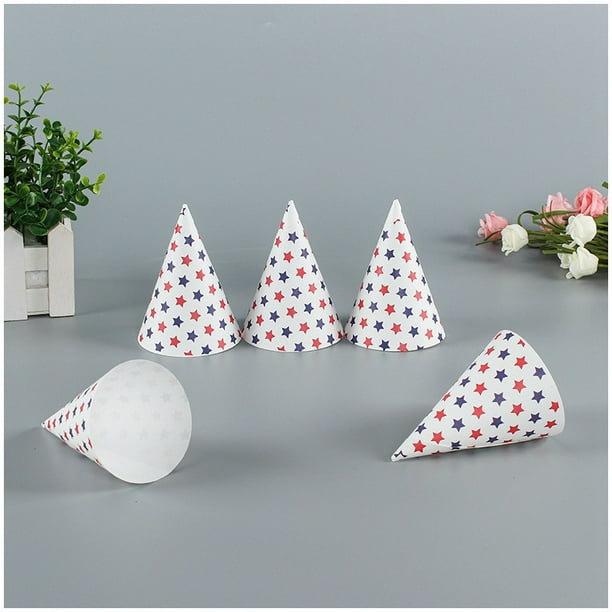100 vasos desechables de cono de nieve, vasos de papel de cono a prueba de fugas para sorbete de helado raspado, agua, patriota, trabajo, día de los veteranos, suministros para fiestas, 6 onzas Sailing Electrónica