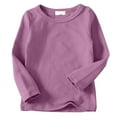 thumbnail image 7 of alcepopk Girls Long Sleeve T Shirts Kids Fall Tops Crewneck Basic Tees(Purple,9-10 Y), 7 of 7