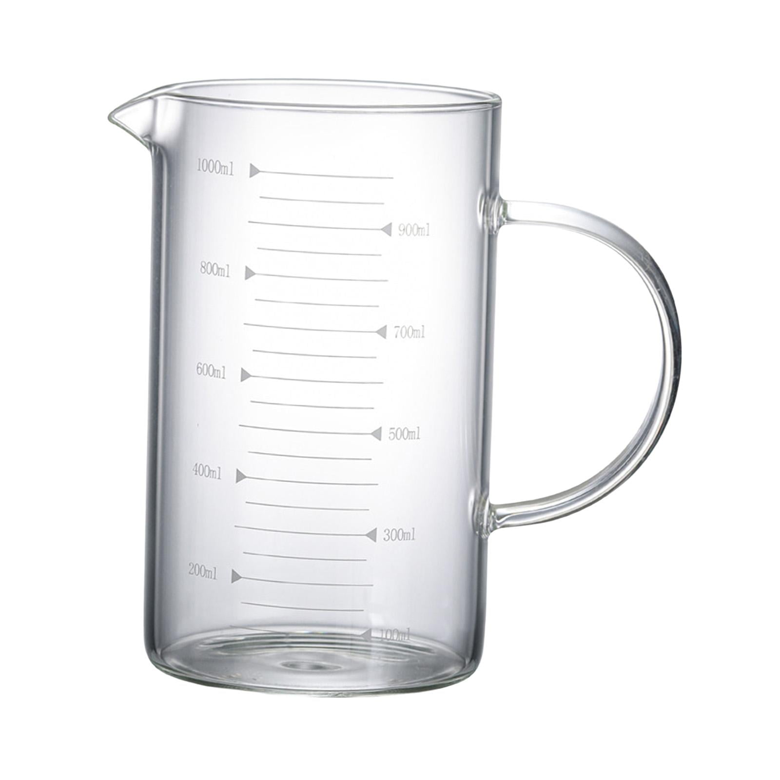 Fiocias Glass Cup with Scale Hot Cold Drink Pitcher Large Capacity Measuring Cup for Tea 1000ml