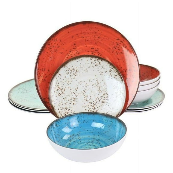 Pryce Melamine Dinnerware Set, Assorted Color - 12 Piece