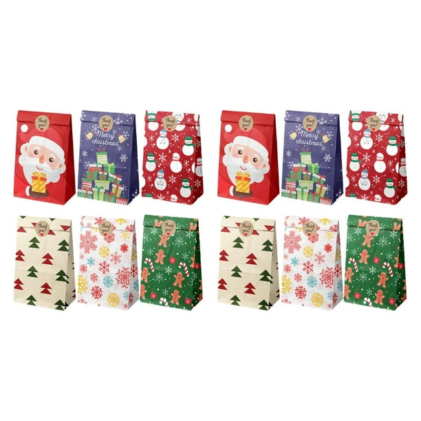 12 bolsas de regalo de Navidad, bolsas para envolver dulces