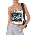 thumbnail image 1 of Faithtur Women Fashion Tube Tops Letter Pattern Print Boat Neck Strapless Tank Tops Summer Backless Bandeau Shirts, 1 of 9