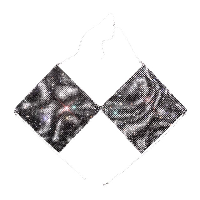 Txlixc Mujeres Personalidad flash Diamond Fit camiseta sin mangas sexy slip Cadena irregular ombligo tops Txlixc moda