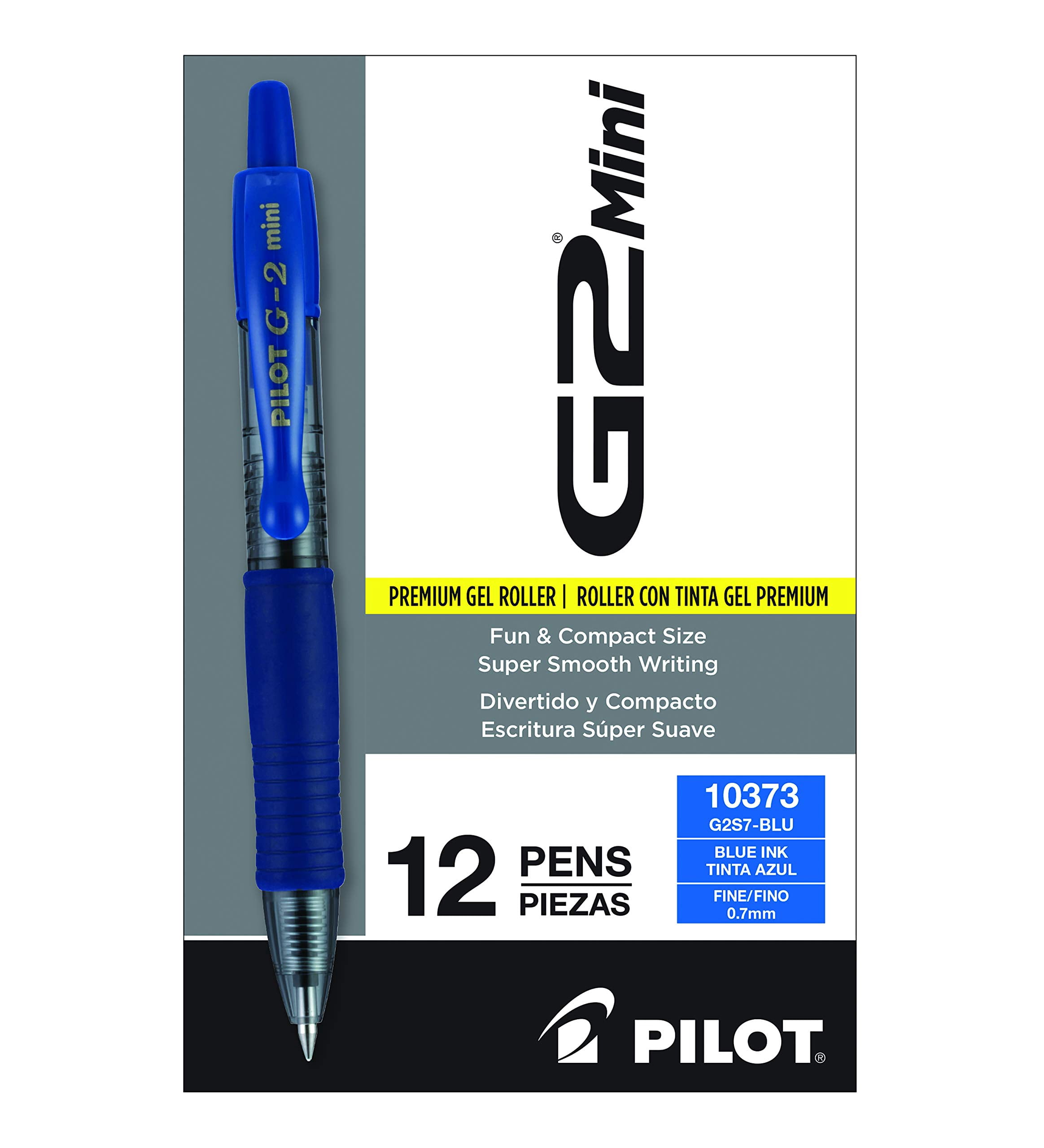 Pilot, G2 Mini Premium Rolling Ball Gel Pens, Fine Point 0.7mm, Blue, Pack of 12