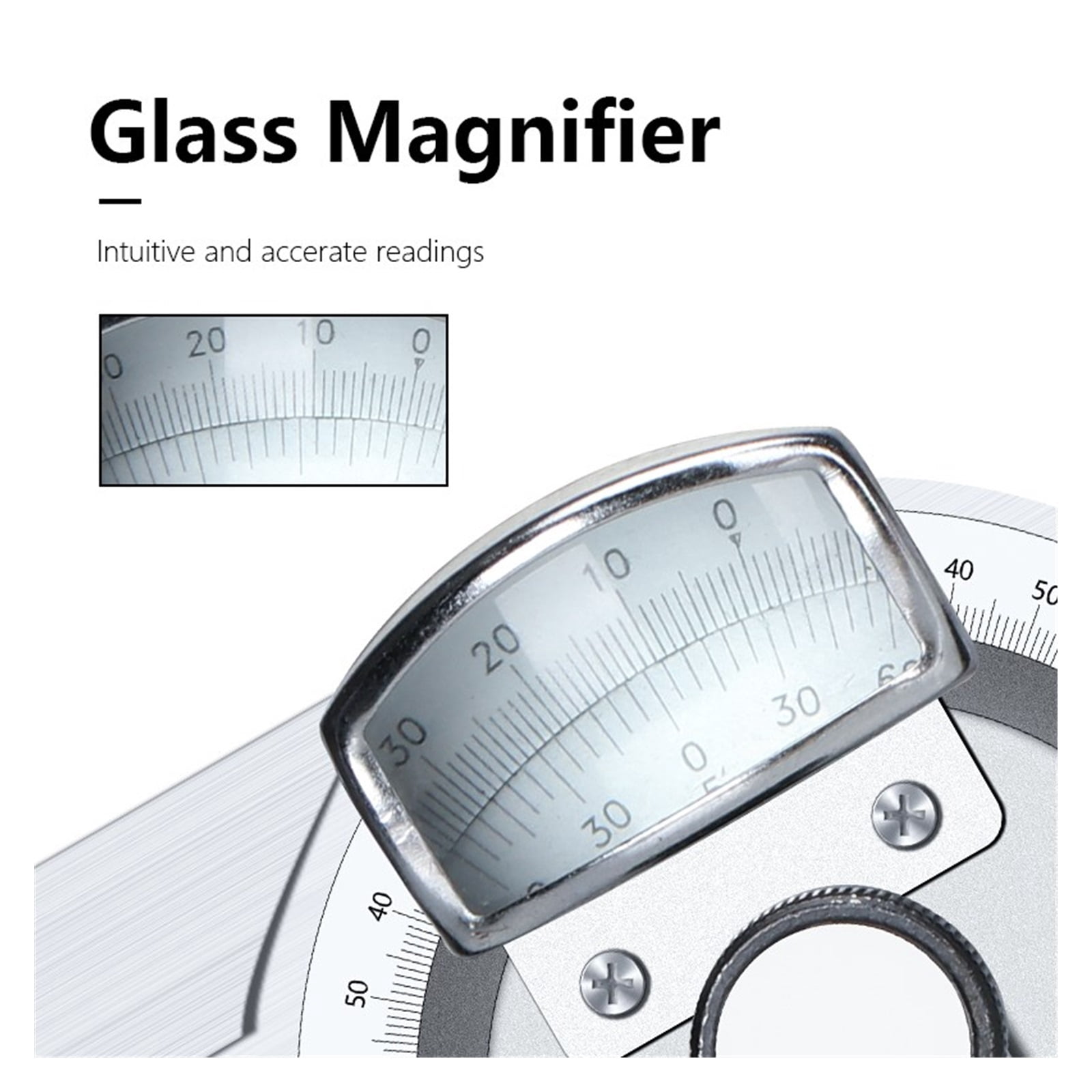Angle Ruler Protractor 0-360 Dgeree Angle Finder Ruler Measuring Stainless Steel Vernier Capliper Measuring Instrument ,Easy to Operate