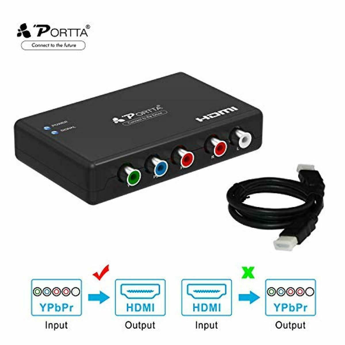 PORTTA Component RGB YPbPr to HDMI Video Audio Converter Adapter for