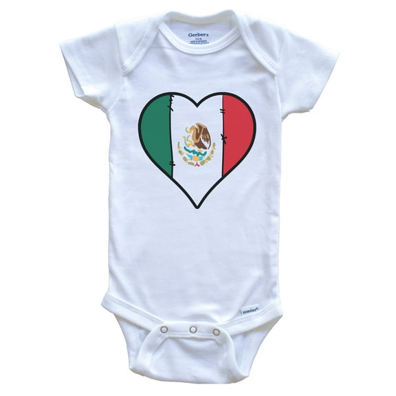 Mexico Heart Mexican Flag Baby Bodysuit