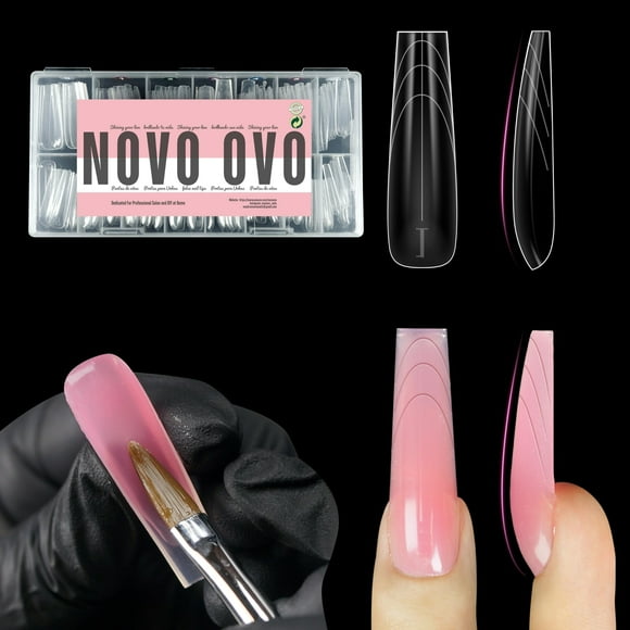 Nail Dual Forms NOVO OVO, forma cuadrada, cónica, para poligel, 150 unidades