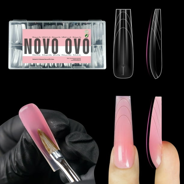 Nail Dual Forms NOVO OVO, forma cuadrada, cónica, para poligel, 150 unidades
