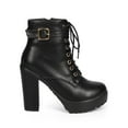 thumbnail image 2 of DbDk DA19 Women Leatherette Chunky Heel Zip Lace Up Combat Boot, 2 of 5