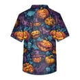 thumbnail image 3 of Drmagiyhm Halloween Black Scrubs for Men Short Sleeve Pumpkins Printed Nurse Uniforms Halloween V Neck Funny Scrub Shirts Plus Size Fun Workwear Dark Purple XL, 3 of 4