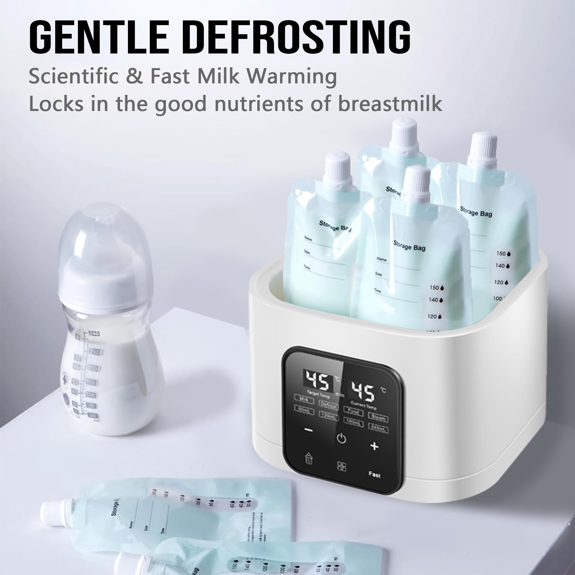 FVLOENG Baby Bottle Warmer,Fast Milk Warmer for Breastmilk,Accurate Temp Control,48H Thermostat,Portable Bottle Warmers,Fits 4 Bottles,Milk Warmer with Thaw,Sterilizing,Heat Food with Remote Control