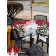 thumbnail image 4 of Outdoor Tablecloth with Umbrella Hole and Zipper, Red Snowman Christmas Square Table Cloth 54x54 Inch Waterproof Tablecloth, Xmas Tree Snowflake Balls Picnic Table Cover for Patio Camping, 4 of 7