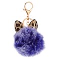 thumbnail image 1 of EeaseCA 1Pc Leopard Printed Ear Keychain Furry Ball Bag Pendant Gift Key Ring (Sapphire), 1 of 7
