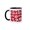Black/White, variant on 3drose, Red and White Lips Kiss Imprint and Hearts Pattern, 11oz Two-tone Red Mug