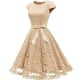 thumbnail image 1 of ICHUANYI Clearance Women Lace Short Sleeves Cocktail Prom Ballgown Vintage Dress(Beige, S) ICHUANYI WER2023081107691, 1 of 5