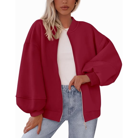 Womens Fall Fashion 2025 Oversized Zip Up Sweatshirt Jackets Casual Long Sleeve Outerwear Winter Outfits
