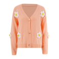 thumbnail image 4 of Siilsaa Cardigans for Women Trendy Open Front Button Down Long Sleeve Pockets Knit Cardigan Sweaters Pink,XL, 4 of 5