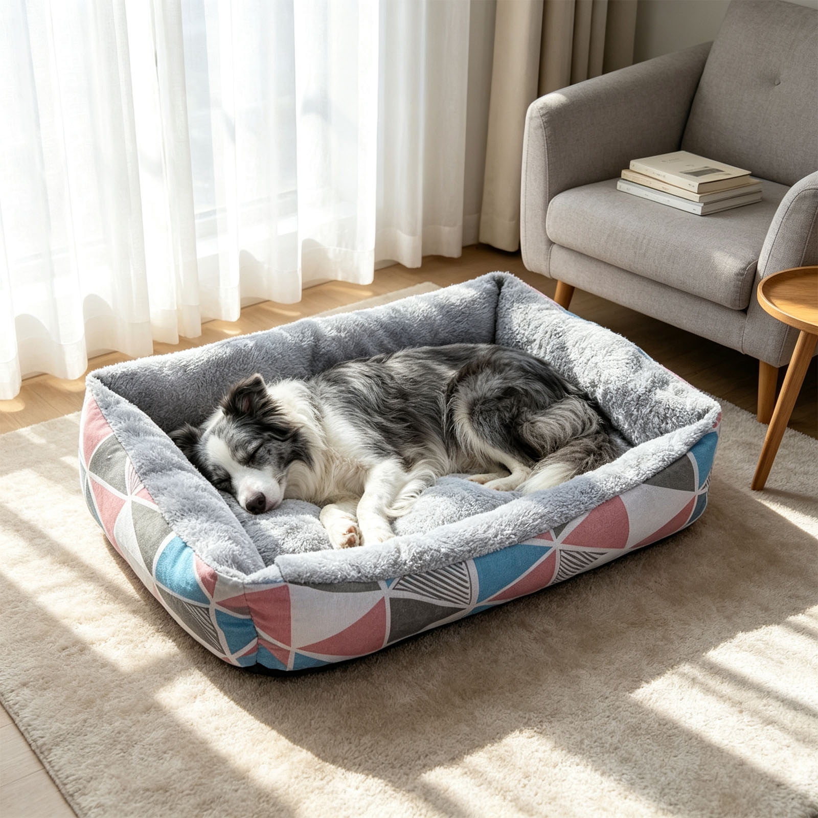 EBCUE Rectangular All‑Season Pet Sofa Bed, Soft Warm Winter Sleeping Cushion, Cozy Indoor Rest Mat for Small‑Medium Cats Dogs Household Pet Supplies Washnable Resistant