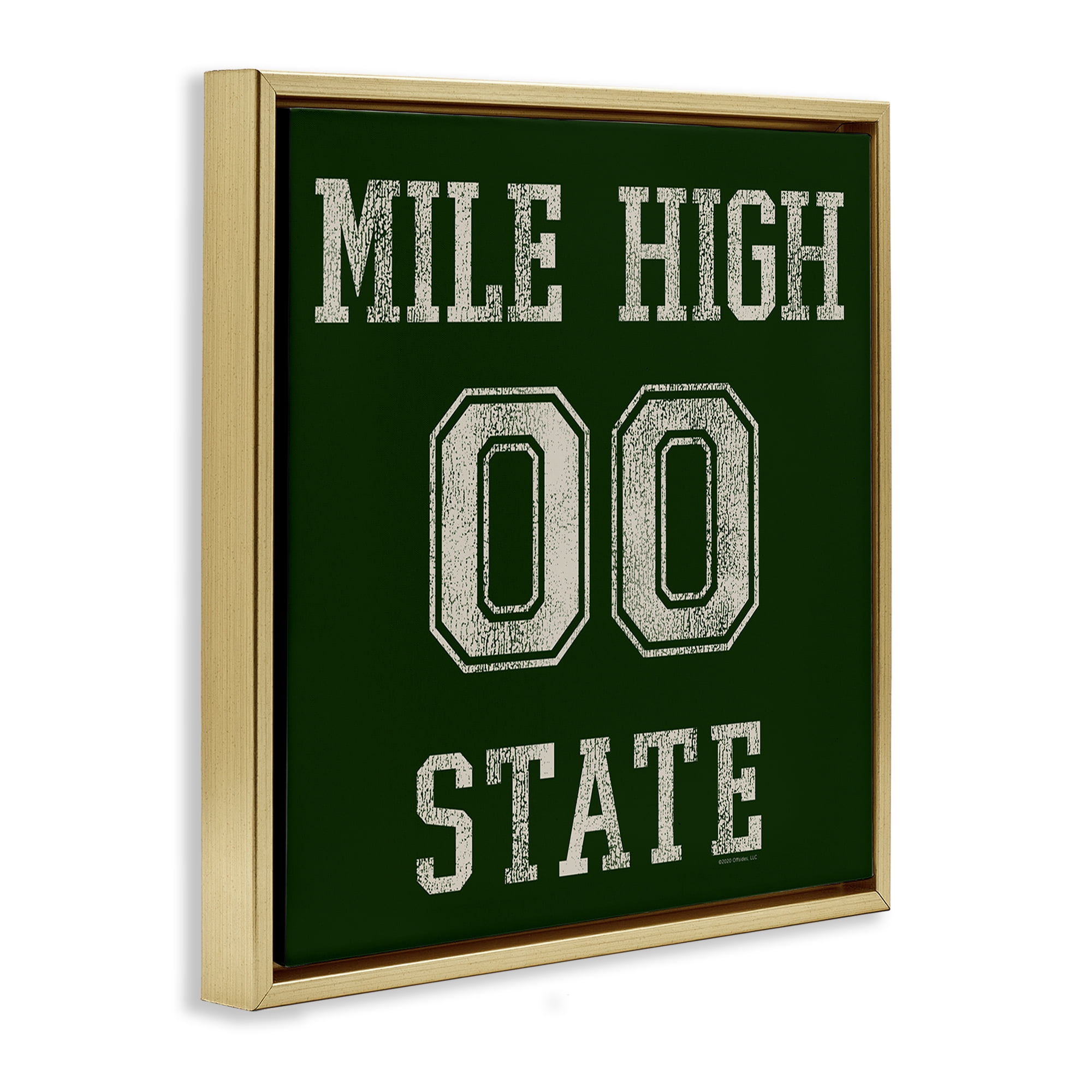 Stupell Industries Vintage Mile High State Novelty & Humor Painting Gold Floater Framed Canvas Art Print Wall Art, 18 x 18