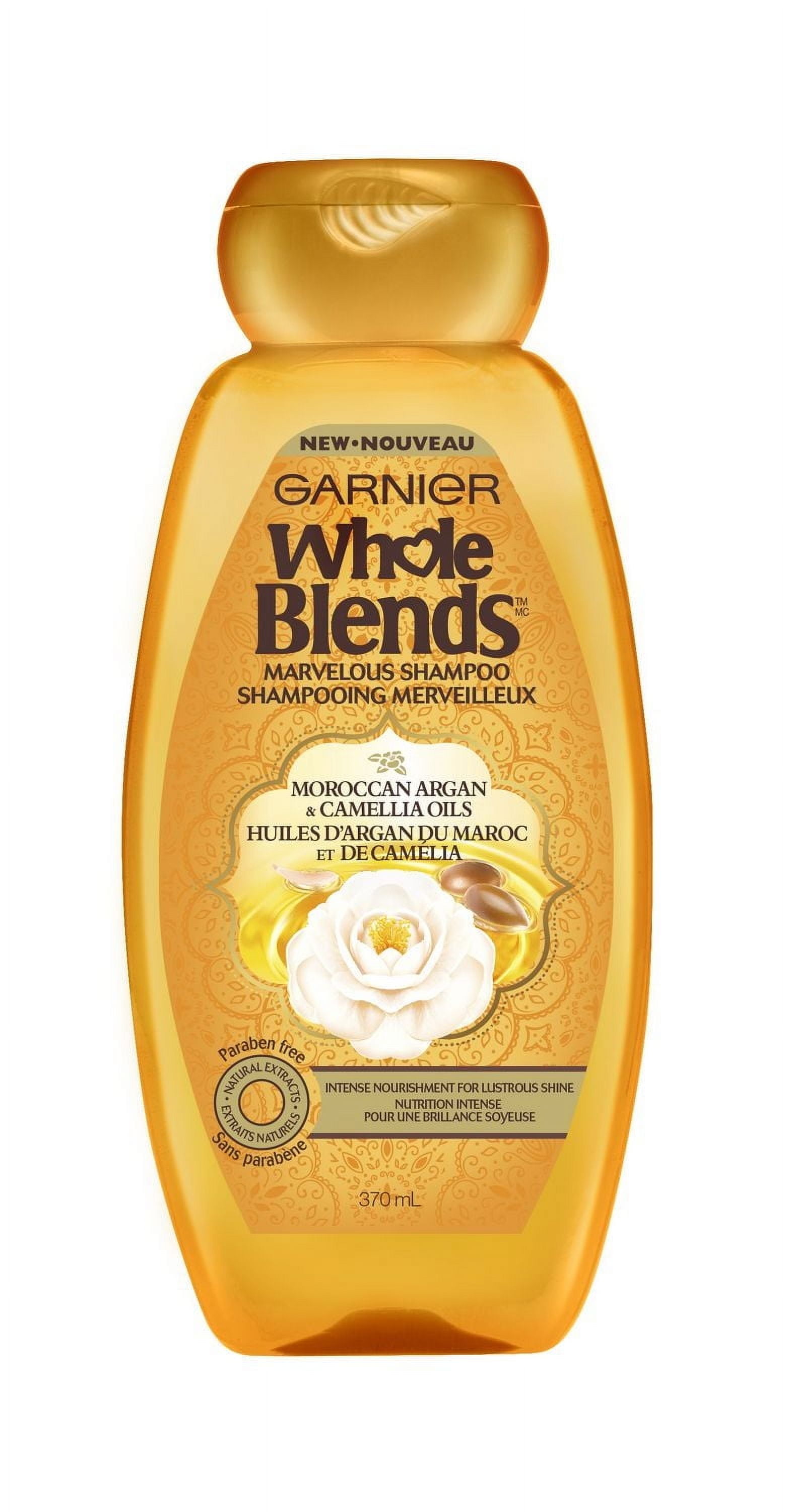 Garnier Whole Blends Shampooing Merveilleux aux Huiles d'Argan et de Camélia du Maroc, Sans Paraben, 370 ml 370 ml