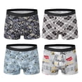 thumbnail image 4 of 4 Pieces European and American Size MEN'S FASHION Printed Boxer Underwear Comfortable Swimming Trunks Oversized Underwear Shorts, 4 of 9