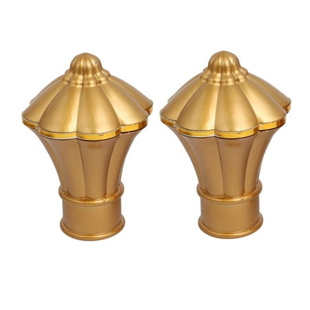 Gold Leaf Finials - 2pcs 28mm Dia. Plastic Curtain Drapery End Cap Rod Finial Gold Tone