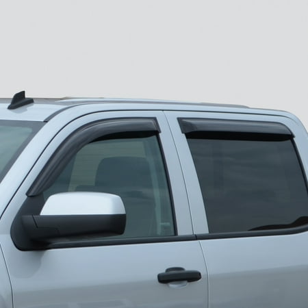 Gm Accessories Vent - GM 19328980 Side Window Weather Deflectors Chevrolet Silverado Crew Cab Smoke Black In Channel