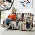 thumbnail image 5 of ZIATUBLES Geometric Color Block Recliner Covers for 3 Seater Reclining Sofa, Soft Fitted Furniture Protector for Pets Washable Stretch Recliner Chair Covers with Storage Pockets Set of 8, 5 of 9