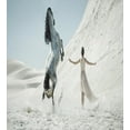 thumbnail image 3 of Horse Duvet Cover Set, Lady with White Horse Rearing up on the Desert Mountains Mare, Decorative 3 Piece Bedding Set with 2 Pillow Shams, Queen Size, White Slate Blue, by Ambesonne, 3 of 3
