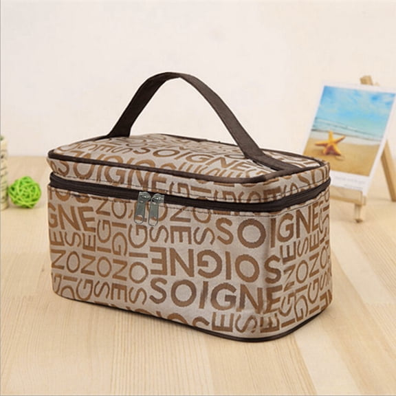 Letter Cosmetic Bag Travel Makeup Organizer Case Portable Toiletry Wash Bag Square Waterproof Makeup Pouch with Zipper for Women and Girls Travel Accessories