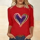thumbnail image 2 of Mujeres Tres Cuartos de Manga Tops Día de San Valentín Impreso Suelto Cuello Redondo Suéter, Suelto Ajuste Tops para las Mujeres Vestir Fiesta Casual, 2 of 5