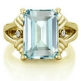 thumbnail image 2 of Gem Stone King 18K Yellow Gold Plated Silver Sky Blue Simulated Aquamarine and White Moissanite Engagement Ring for Women (6.67 Cttw, Gemstone March Birthstone, Emerald Cut 14X10MM, Size 6), 2 of 5