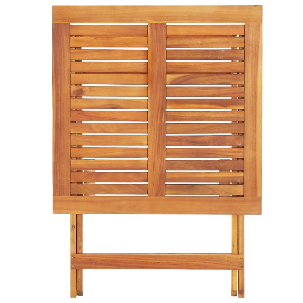 Kepooman 27.6" x 27.6" Outdoor Garden Folding Table, Patio Solid Acacia Wood Bistro Table with A Umbrella Hole