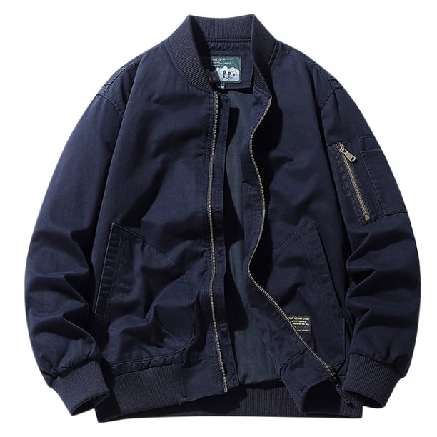 Blusa y camisa de manga larga con cuello alto para hombre, estilo casual, de cuero sólido, con bolsillos y cuello alto, chaqueta de motociclista, blusa de algodón para hombre