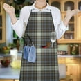 thumbnail image 6 of Brown Blue Checkerboard Checkered Pattern Apron-Garden Aprons for Women with Pockets-Cotton Linen Waterproof Kitchen Cooking Gardening Aprons Adjustable for Kitchen,Cooking,BBQ and Salon 33x27 Inch, 6 of 7