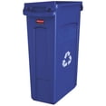 thumbnail image 1 of Rubbermaid Commercial Products Slim Jim - Papelera rectangular de plástico con canales de ventilación, 23 galones, azul, para cocinas/aulas/oficinas/parte trasera de la casa, 1 of 5