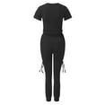 thumbnail image 4 of Women’s 2 Piece Outfits Bodycon Tracksuit Sports Suit Short Sleeve Crop Top With Skinny Long Pants Loungewear Workout Sets Wedding Pant Suits for Bride Pant Suits for Women Dressy Wedding Guest Long, 4 of 4