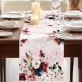 thumbnail image 3 of Table Runners 90 Inches Long Dress Scarves, Pink Valentine's Day Farmhouse Coffee/Dining/Kitchen Table Runner for Living Room, Spring Floral Eucalyptus Leaves 13x90 Inch, 3 of 9