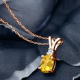 thumbnail image 3 of Gem Stone King 1.35 Ct Yellow Citrine White Created Sapphire 18K Rose Gold Plated Silver Pendant with Chain, 3 of 5