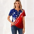 thumbnail image 3 of Iaqnaocc 250 Anniversary Usa Shirt for Women 4th Of July Short Sleeve Button Up V Neck Patriotic American Flag Stars Tops Retro 2026 Summer Freedom Tee Shirts Vermilion S, 3 of 4