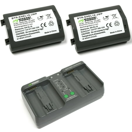 Image of Wasabi Power Battery (2-Pack) and Dual Charger for Nikon EN-EL18 EN-EL18a EN-EL18b EN-EL18c