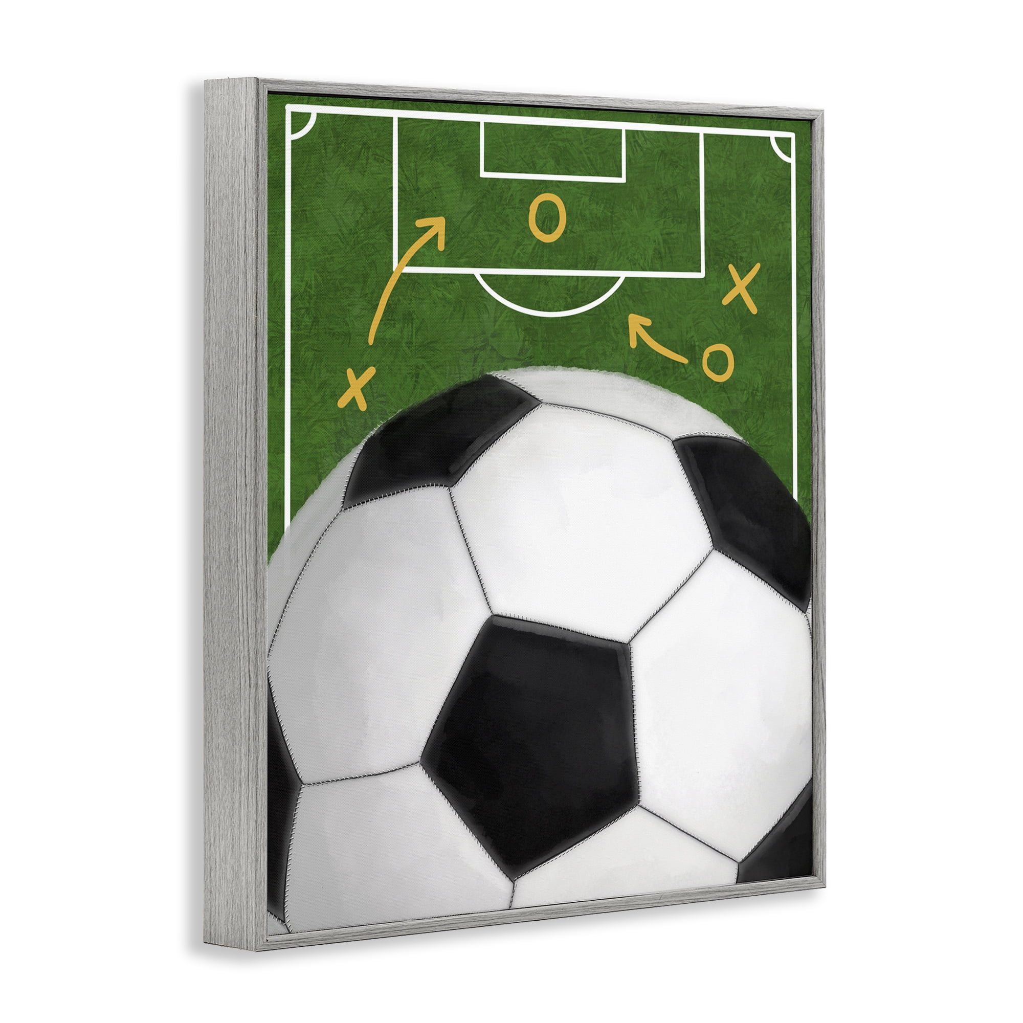 Stupell Industries Soccer Field & Ball Gray Framed Giclee Art, design by Jennifer Stith
