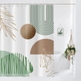 thumbnail image 2 of Boho Shower Curtain for Bathroom Green Abstract Arch Leaves Brown Geometric Bath Curtains Waterproof Fabric with Hooks for Home Decor, 72Wx72H, 2 of 6