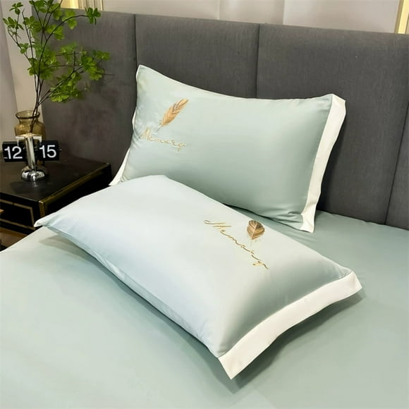 Juego de fundas de almohada estándar | Funda de almohada de poliéster para dormir | Ropa de cama suave y transpirable | Paquete de 2 fundas de almohada tamaño Queen para el dormitorio