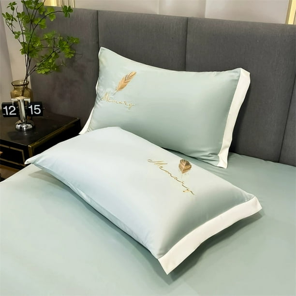 Juego de 2 fundas de almohada de color liso | Fundas de almohada de poliéster suaves y transpirables | Tamaño estándar de 48 x 74 cm | Funda de almohada refrescante para un sueño cómodo | 5 opciones