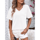 thumbnail image 4 of Blusas de Verano con Cuello en V para Mujer, Camisetas Extragrandes, Blusas de Corta para Mujer, Atuendos Informales Elegantes para el Trabajo. M, 4 of 8