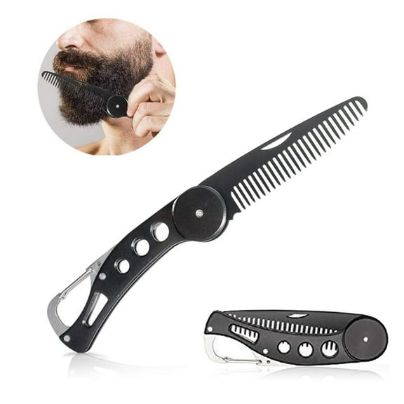 FZFLZDH Pocket Stainless Steel Folding Mustache Grooming Comb Hair Styling Comb, as described for Men Grooming, Combing Hair, Beard, and Mustache Styling